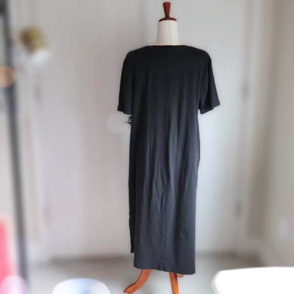 Able Maria Boxy Midi Dress Womens XL Black Cotton Closet Staple Travel - Picture 3 of 7
